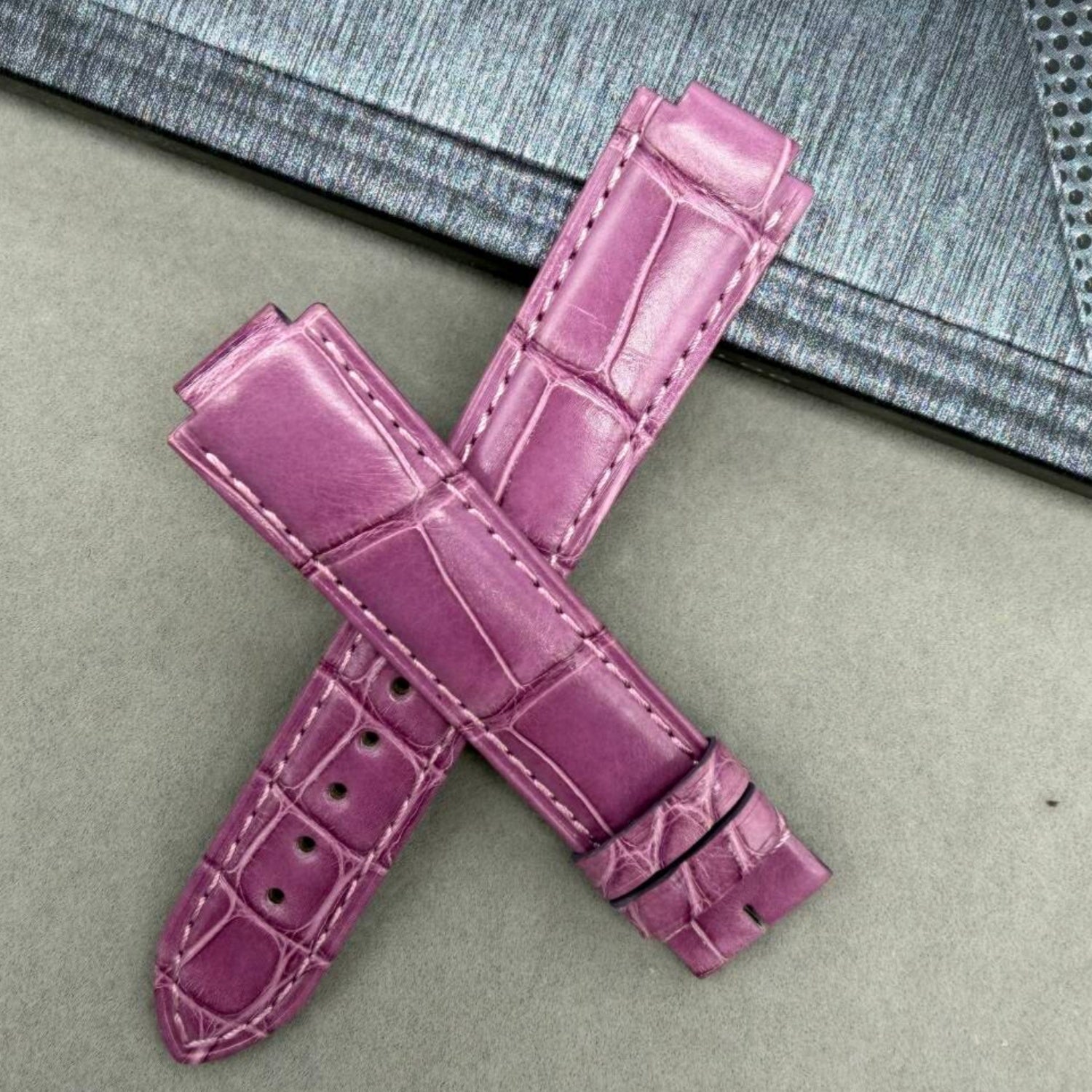 Compatible with Cartier Ballon Bleu Purple Pin Buckle Crocodile Leather Strap