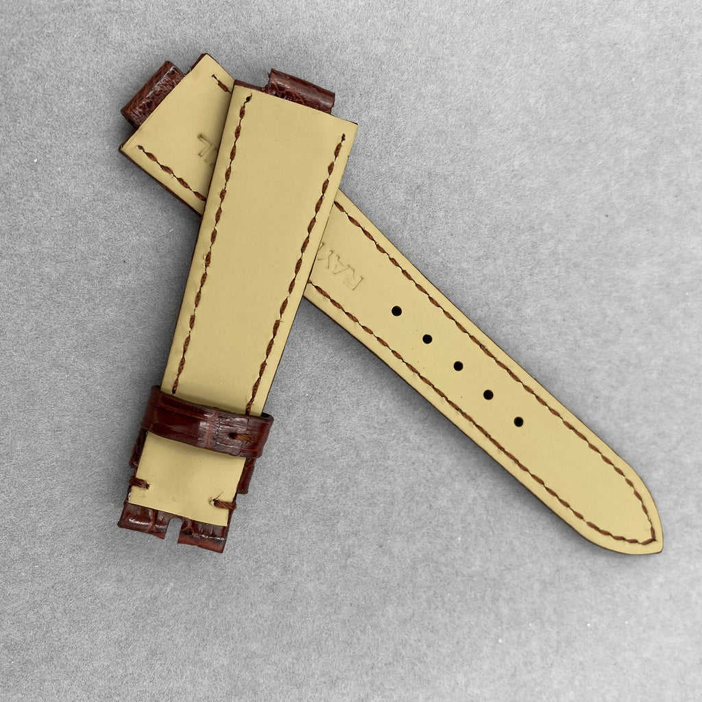 Compatible with Raymond Weil Women's Notched End Watch Strap for Model 2935-PCS-00659 | Crocodile Leather & Genuine Leather Watch Strap