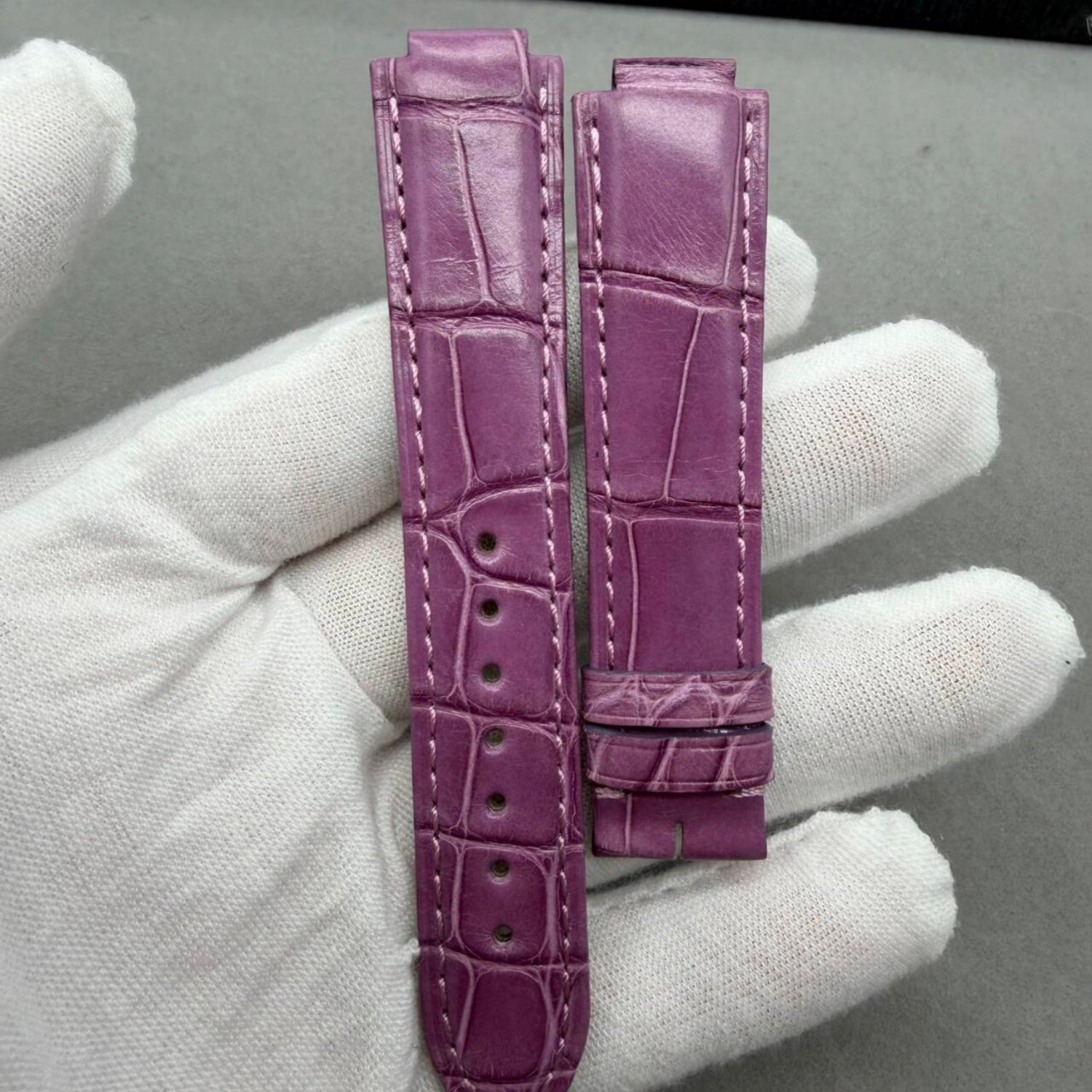 Compatible with Cartier Ballon Bleu Purple Pin Buckle Crocodile Leather Strap