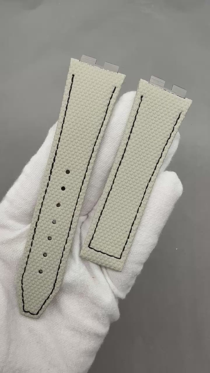 Handcrafted Custom Strap for Hublot 411/465/441/642 - Light Gray Nylon Texture Fluororubber