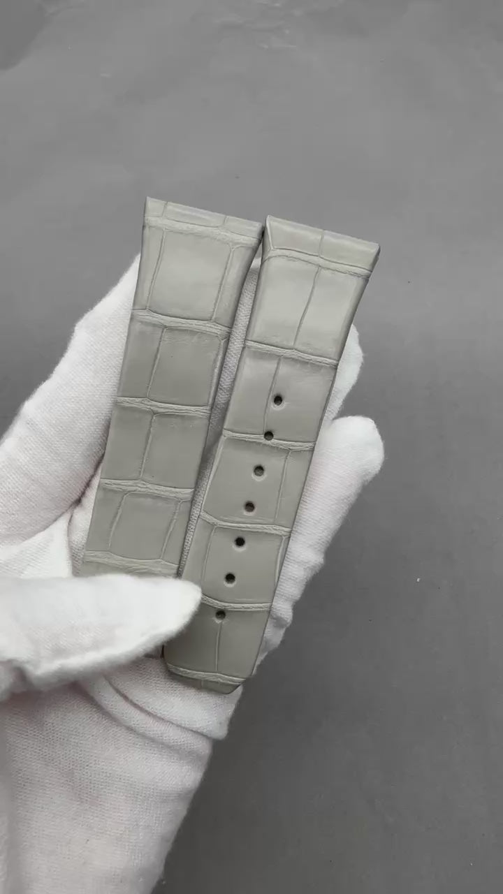 Compatible Omega Constellation 23mm Grey Alligator Leather Watch Strap