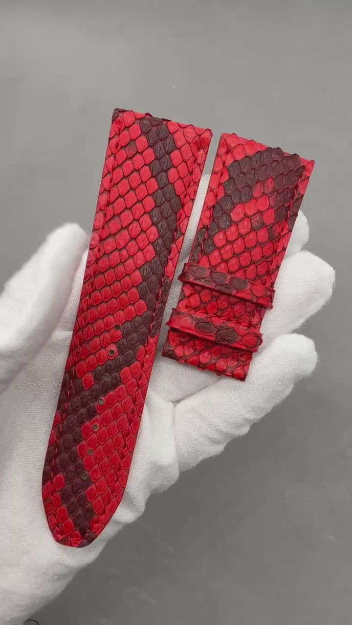 Red Snake Leather Watch Strap