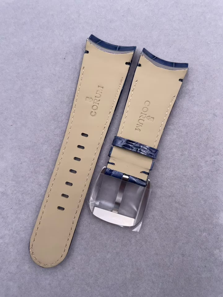 Custom Handmade Orange Alligator Leather Watch Strap with Buckle for Ulysse Nardin Bubble Series