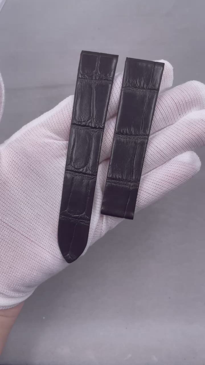 Custom Handmade Black Alligator Leather Watch Strap for Cartier Santos W2009251