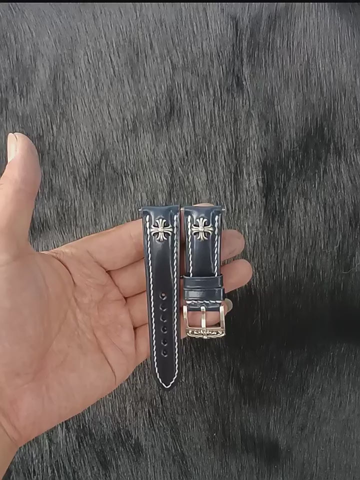 Horween Chromexcel Leather Watch Strap - Compatible with Longines Moonphase, Jaeger-LeCoultre, and Rolex Submariner (Green Dial)