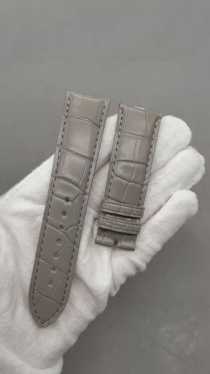 Custom Light Grey Alligator Leather Watch Strap for Vacheron Constantin FiftySix 4600E