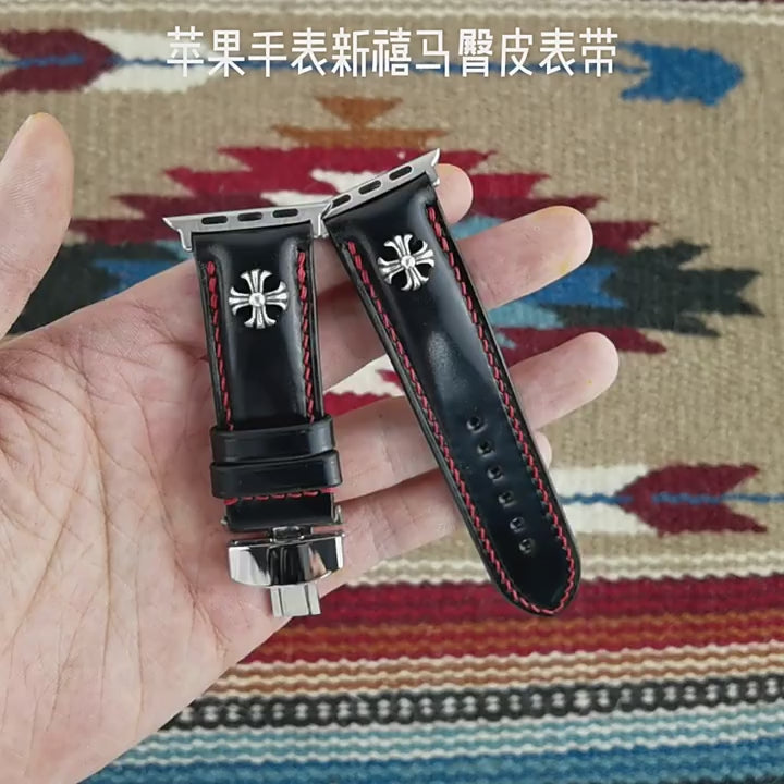 Handcrafted Horsehide Watch Strap - Universal for Apple Watch & Huawei Smart Watches, Multi-Color Options