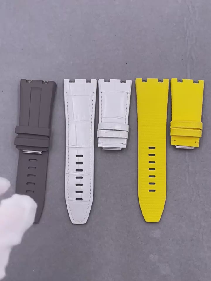 Compatible with Audemars Piguet Royal Oak Offshore 26176, black ALLIGATOR leather watch strap for men, 28mm