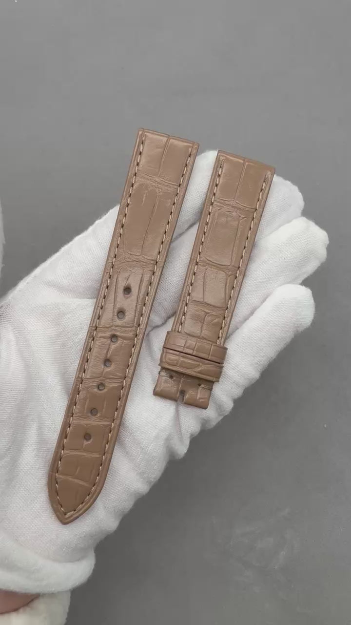 Milk Tea Color Crocodile Leather Watch Strap Compatible with Patek Philippe 1614