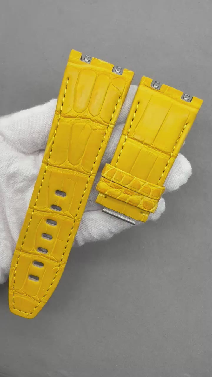 Handcrafted Custom Alligator Leather Watch Strap for Audemars Piguet 26240/15720 - Yellow, Quick-Release