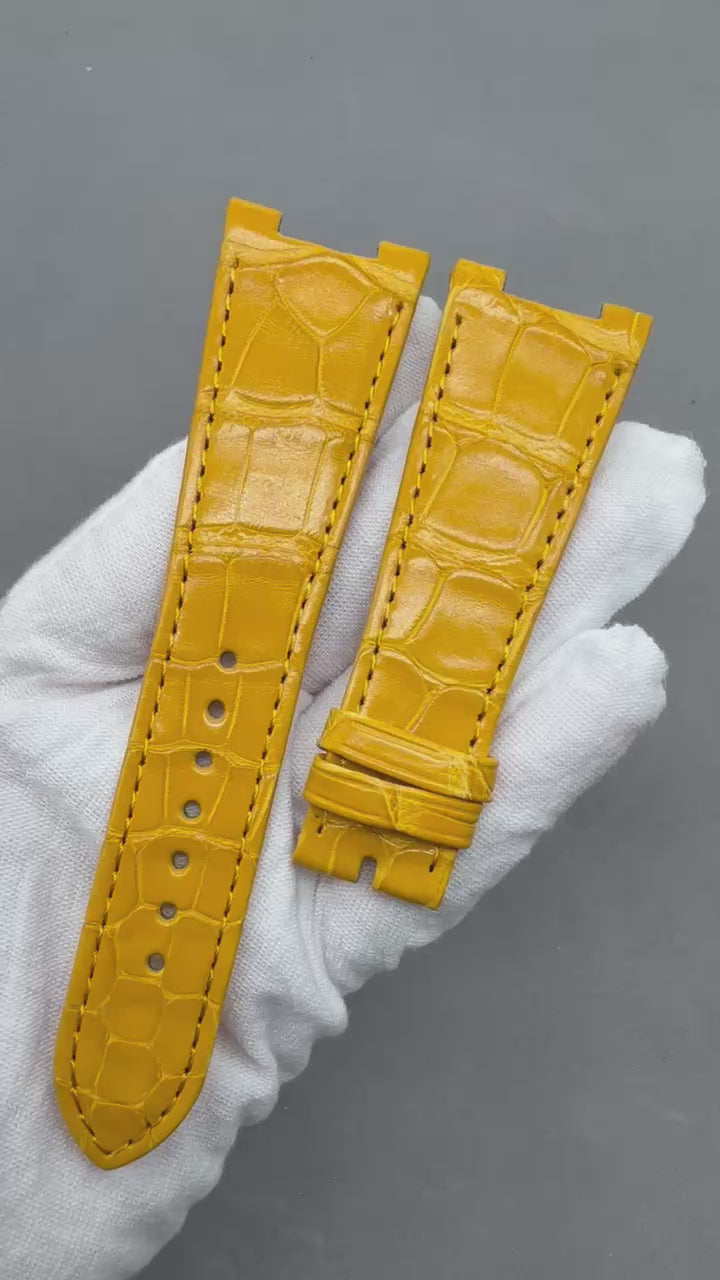 Yellow Crocodile Leather Handmade Watch Strap Compatible with Patek Philippe Sports Elegance Series 5711/5712