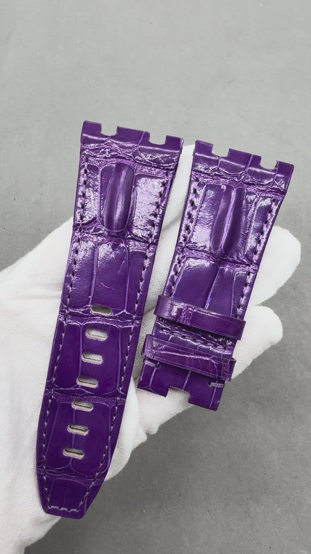 Compatible with Audemars Piguet Royal Oak 26400 Purple ALLIGATOR Strap Handmade Custom