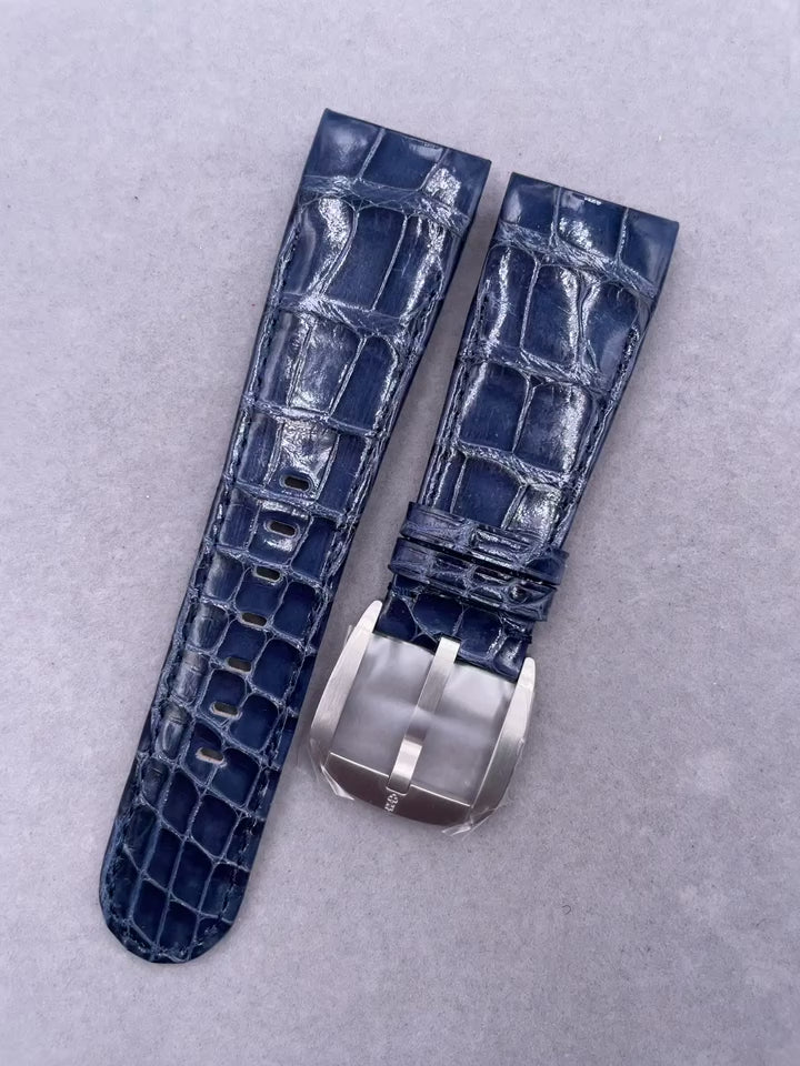 Custom Handmade Orange Alligator Leather Watch Strap with Buckle for Ulysse Nardin Bubble Series