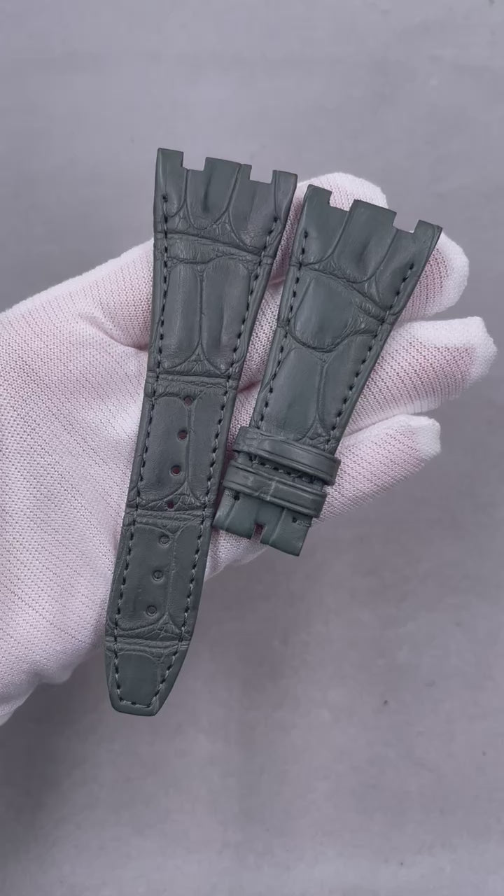 Dark Gray ALLIGATOR Leather Watch Strap for Audemars Piguet Royal Oak 15400