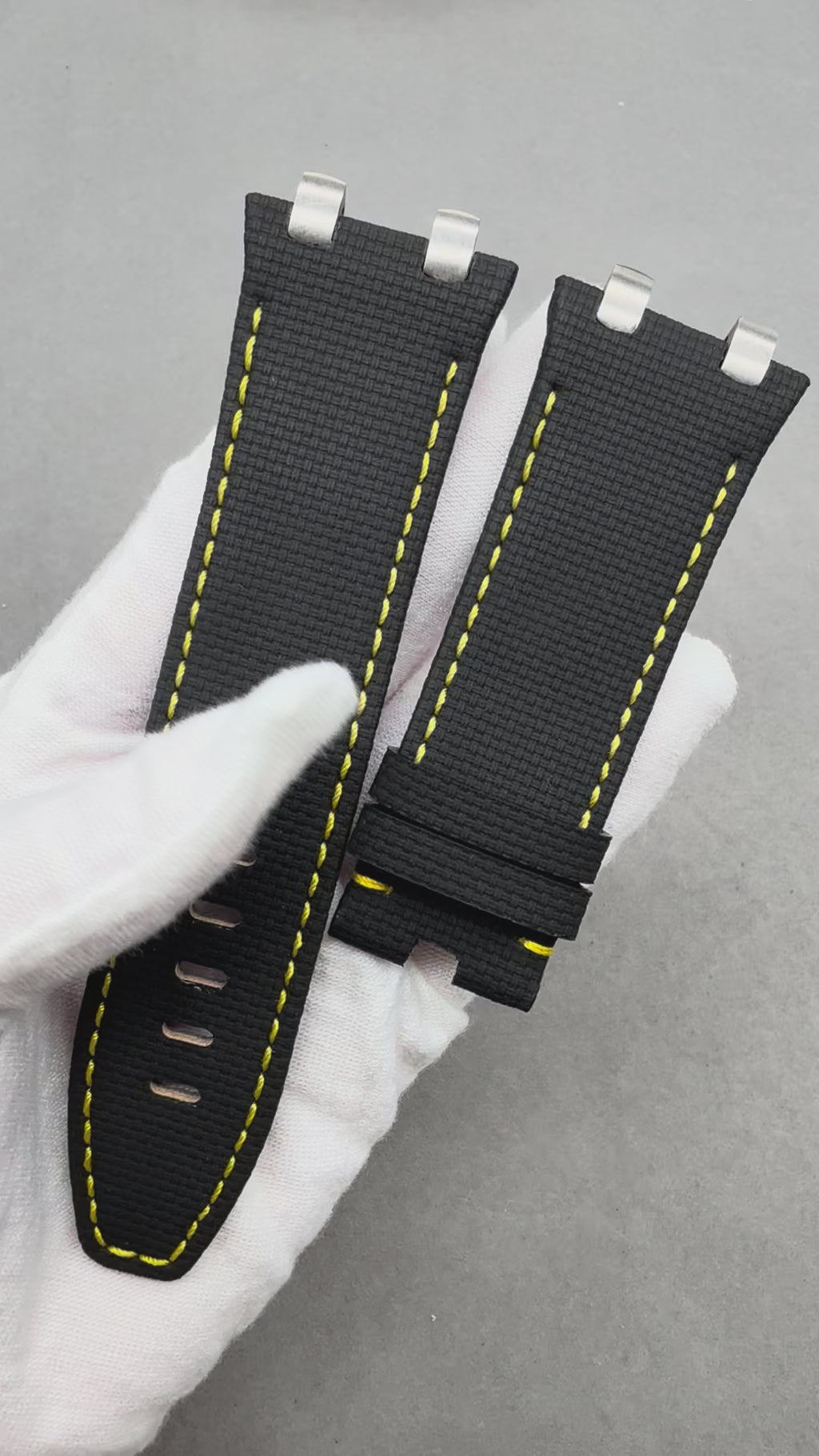 Compatible with Audemars Piguet Royal Oak 26400 Black Nylon Pattern Fluororubber Strap Handmade Custom