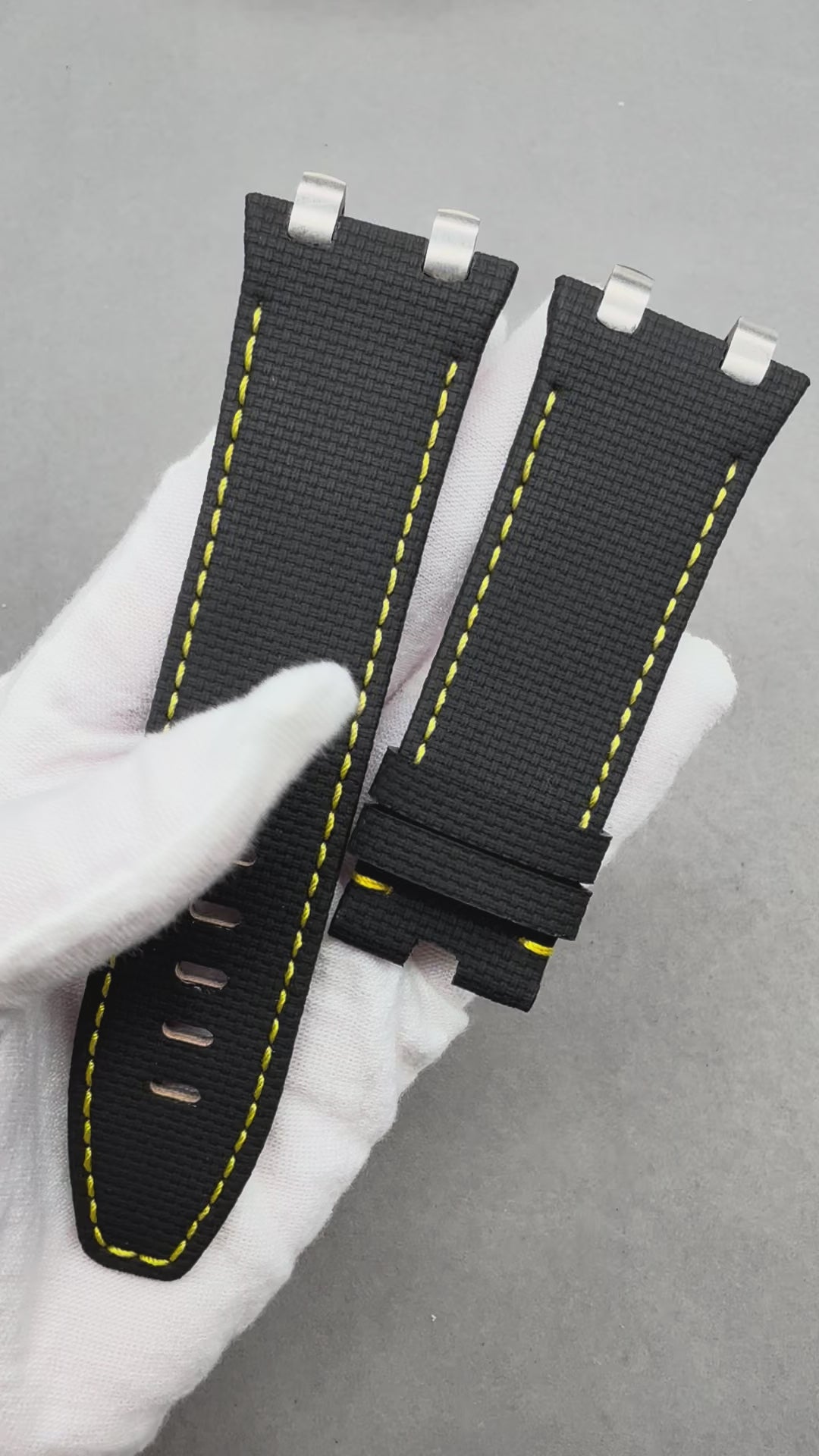 Compatible with Audemars Piguet Royal Oak 26400 Black Nylon Pattern Fluororubber Strap Handmade Custom