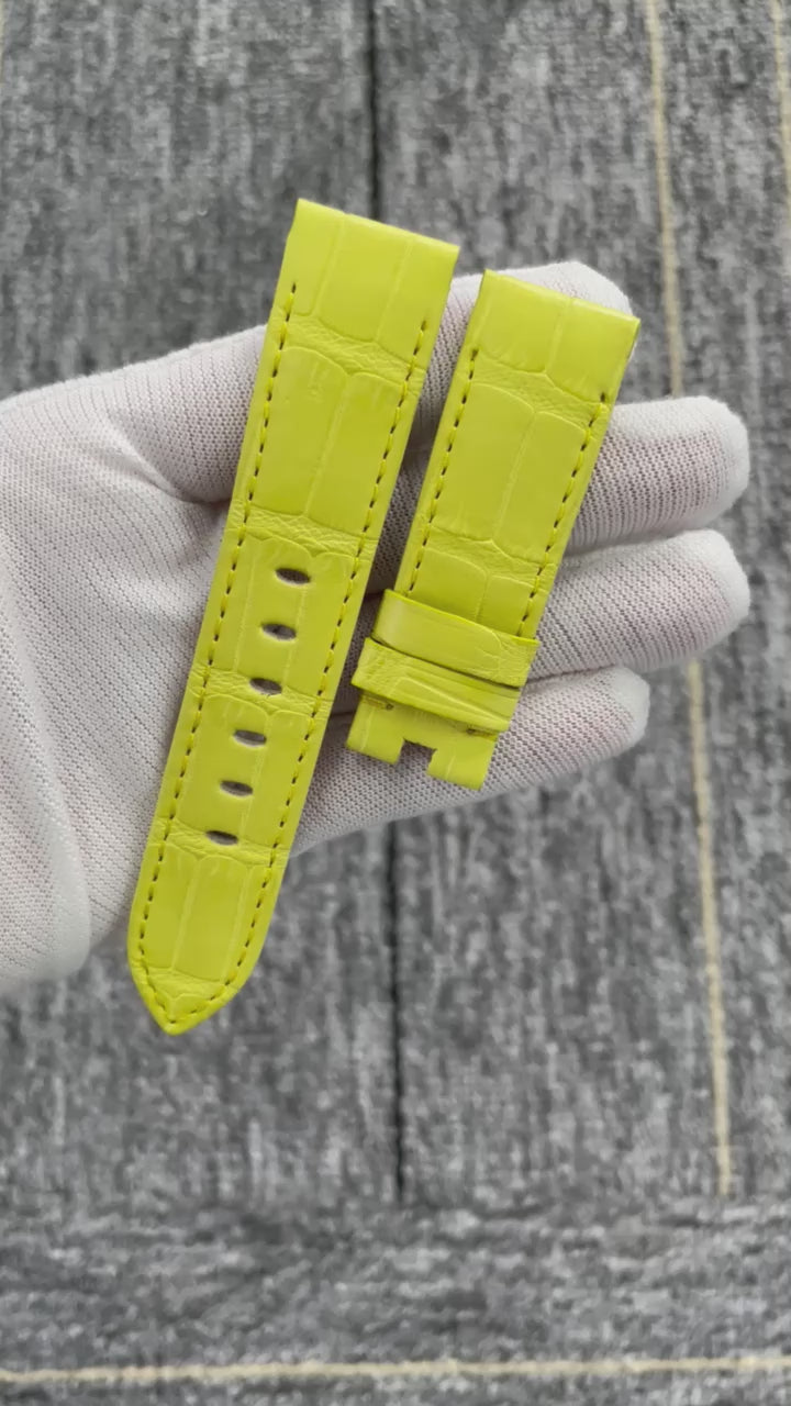 Custom Handmade Lemon Yellow ALLIGATOR Leather Quick-Release Watch Strap for Panerai Luminor Due Series (Model: PAM01045, Women's)