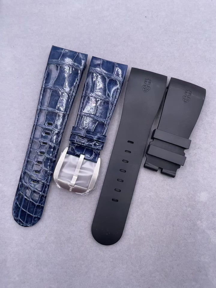 Custom Handmade Orange Alligator Leather Watch Strap with Buckle for Ulysse Nardin Bubble Series