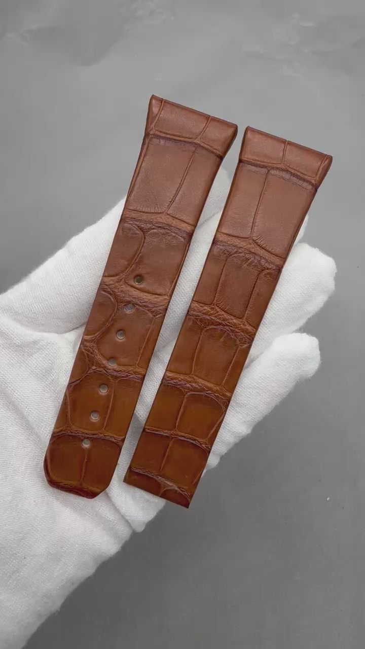 Compatible with Omega Constellation 25mm Brown Crocodile Leather Watch Strap