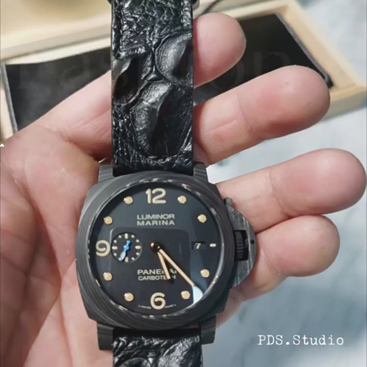 Custom Crocodile Backbone & Tail Leather Watch Strap - Personalized Design, Sweat-Resistant, Premium Pin Buckle