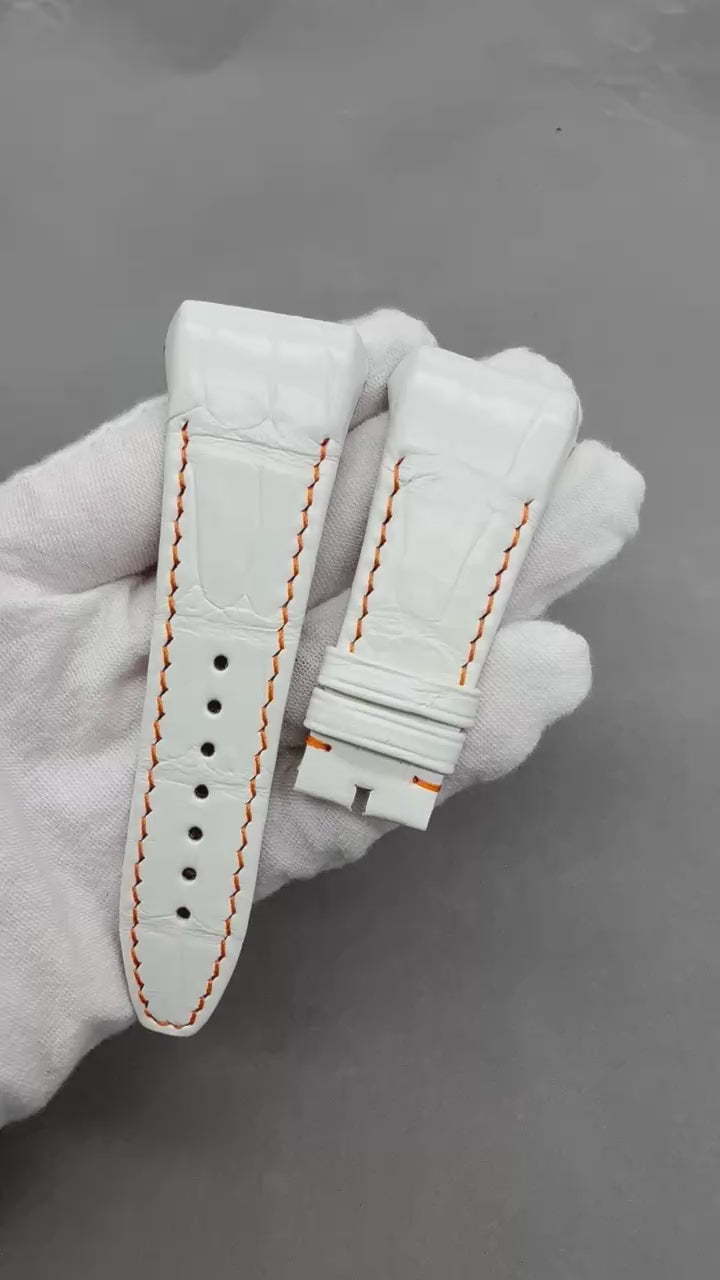 Double-Sided Crocodile Leather Watch Strap Compatible with Franck Muller V45