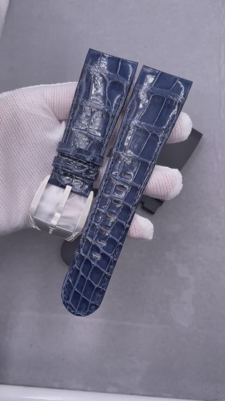 Custom Handmade Orange Alligator Leather Watch Strap with Buckle for Ulysse Nardin Bubble Series