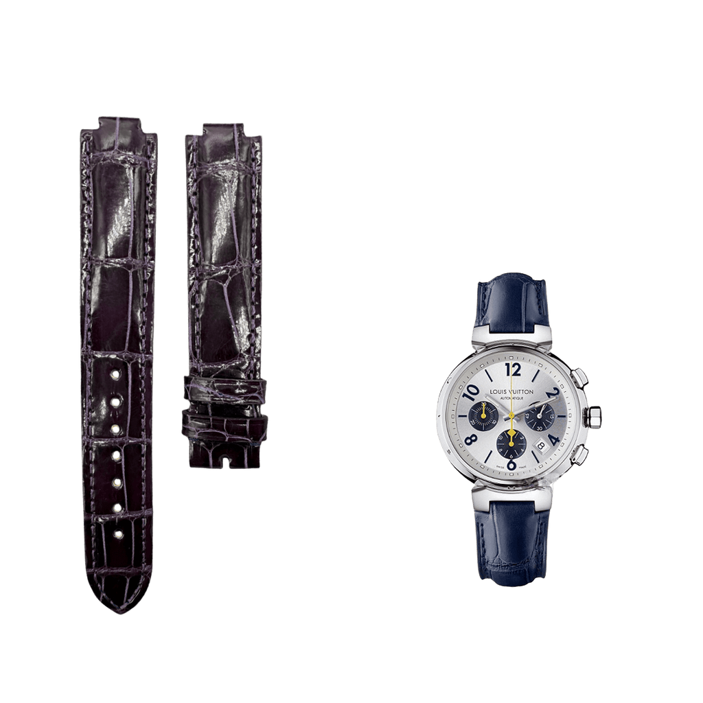 Genuine Crocodile Leather Watch Strap in Deep Purple, Handcrafted for LV Smart Watches