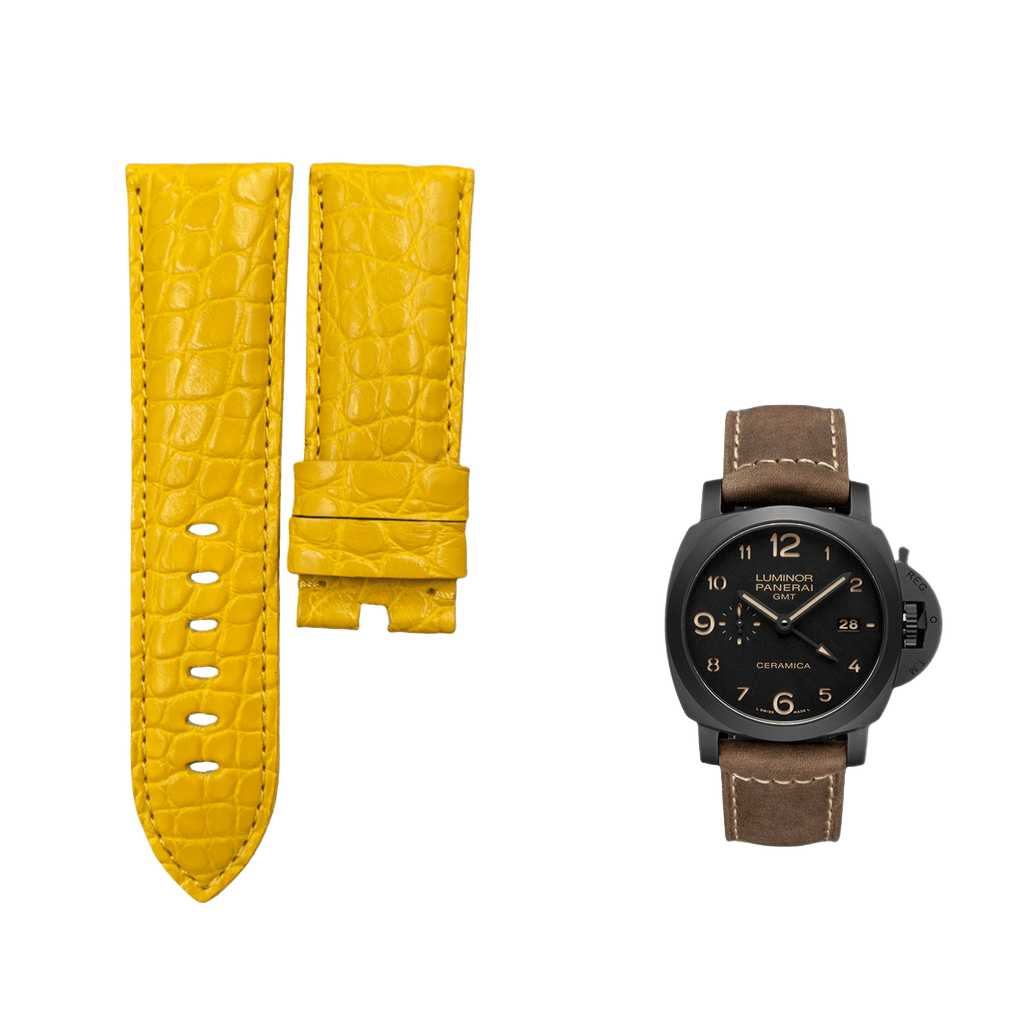 Compatible with Panerai Luminor Yellow Round Pattern ALLIGATOR Handmade Custom Strap
