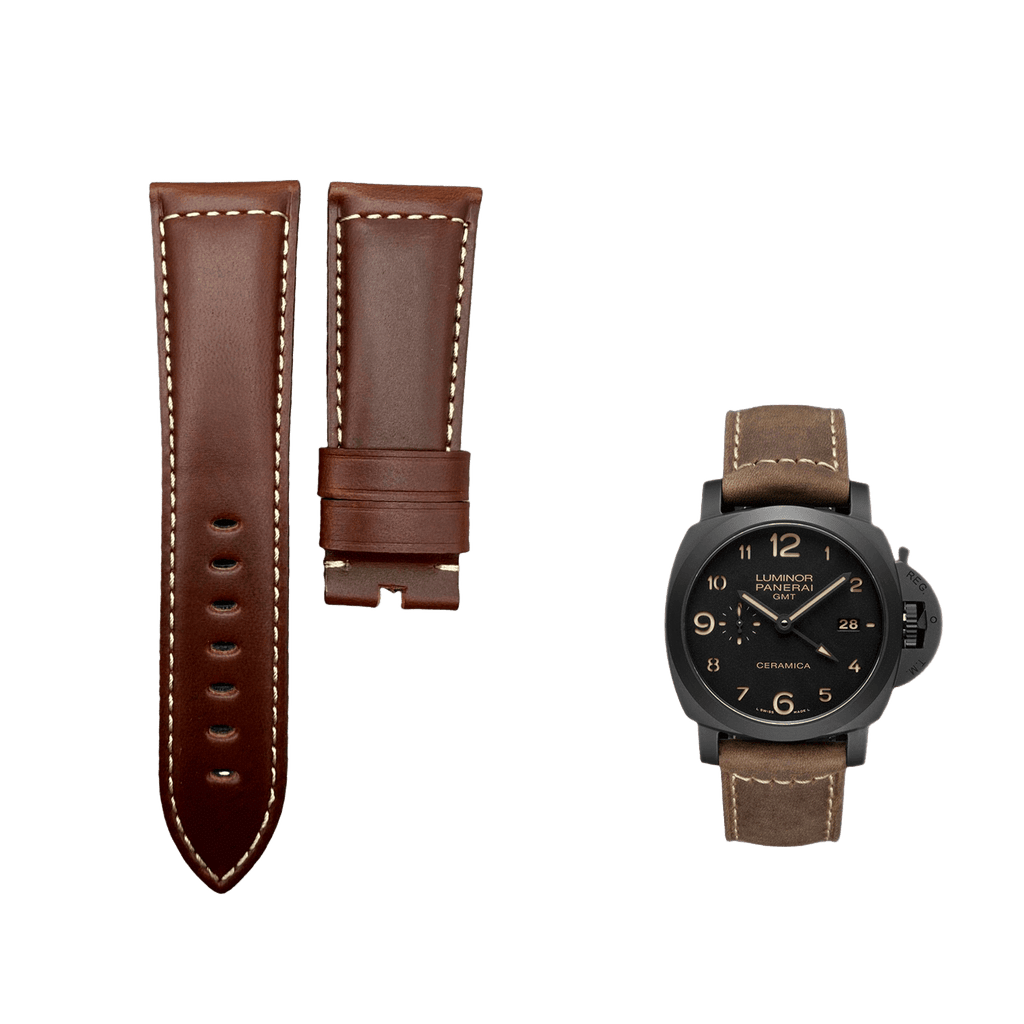 Compatible with Panerai Luminor Brown Crazy Horse Leather Handmade Custom Strap