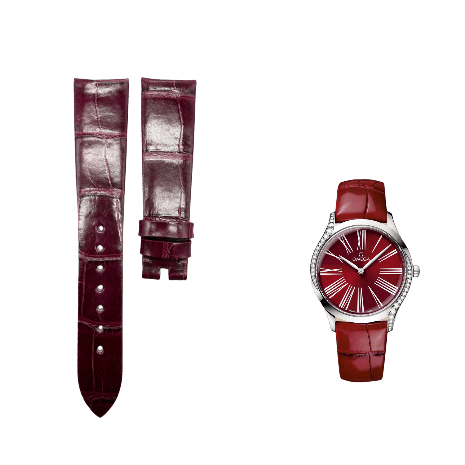 Compatible with Omega De Ville Prestige Series Ladies' 428.58.36.60 ALLIGATOR Strap