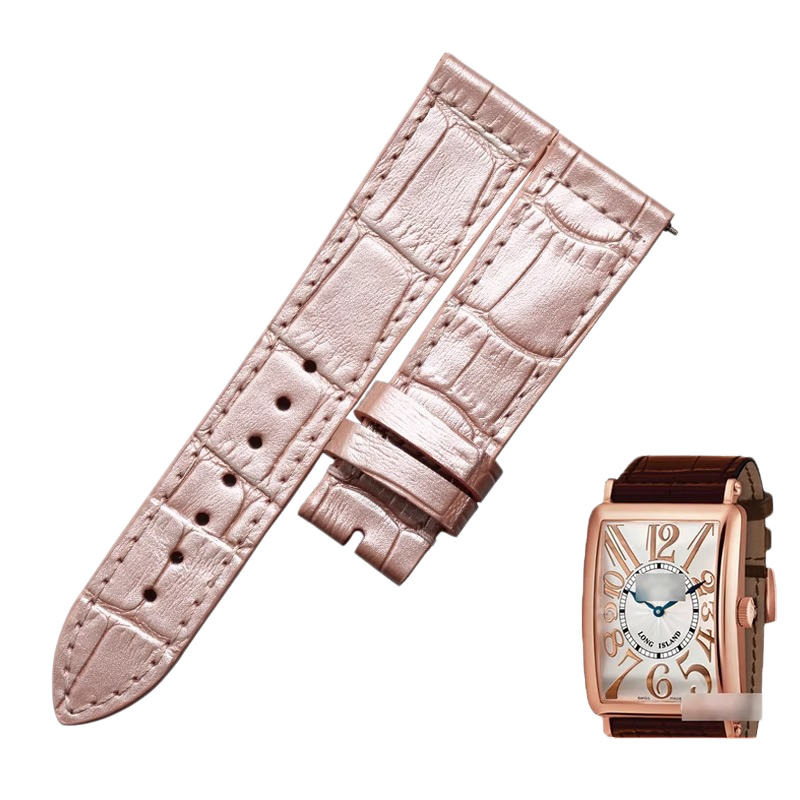 Replacement genuine cowhide leather watch strap, compatible with Franck Muller LONGISLAND 902 / 952
