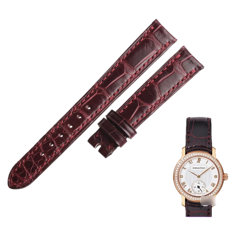 Alligator watch strap, replacement for Audemars Piguet Contemporary 77209 77239, curved end, thin style