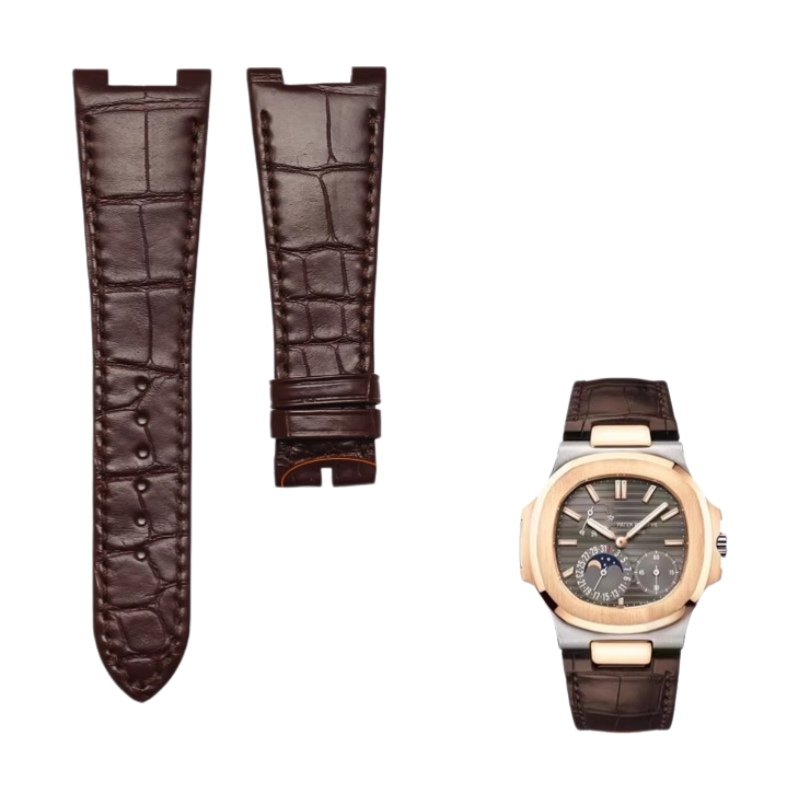 American alligator watch strap, replacement for PP Patek Philippe 5712R Nautilus men's watch