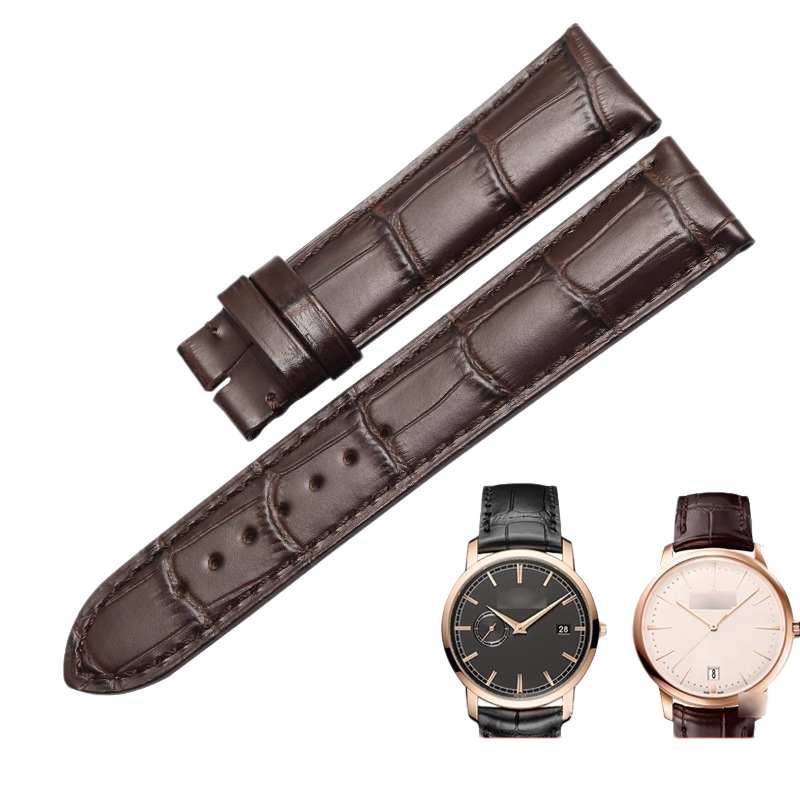 Genuine cowhide leather watch strap, replacement for V.C Constantin, with butterfly clasp, for men