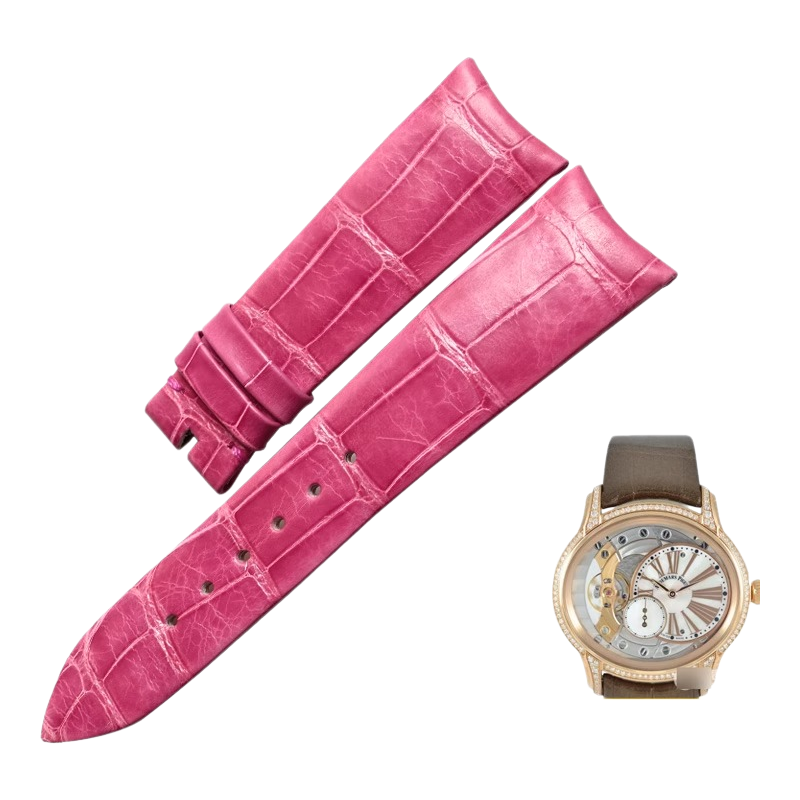 American alligator watch strap, replacement for Audemars Piguet Millenary 77247 women's watch, genuine leather, curved end
