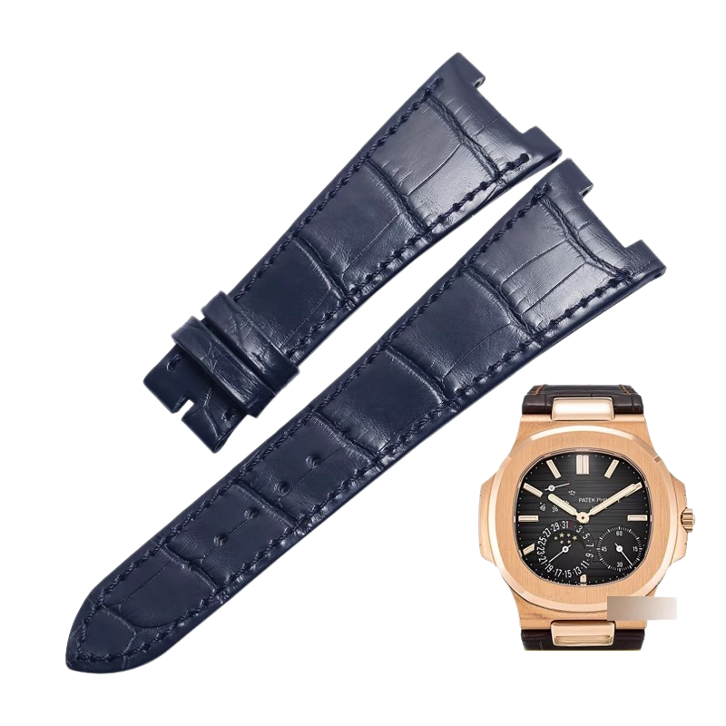 American alligator watch strap, replacement for PP Patek Philippe 5712R Nautilus men's watch