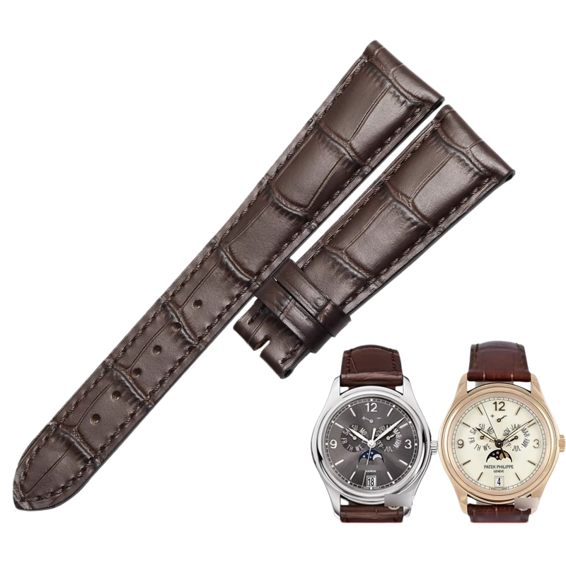 Replacement cowhide watch strap for Patek Philippe 5270 5146, folding clasp, for men
