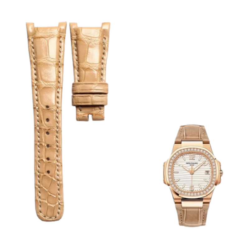 American alligator watch strap, replacement for PP Patek Philippe 7010R Nautilus, custom for women