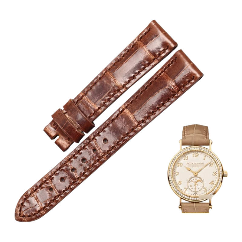 American alligator watch strap, replacement for Patek Philippe Calatrava 7121 7200 ladies' watch